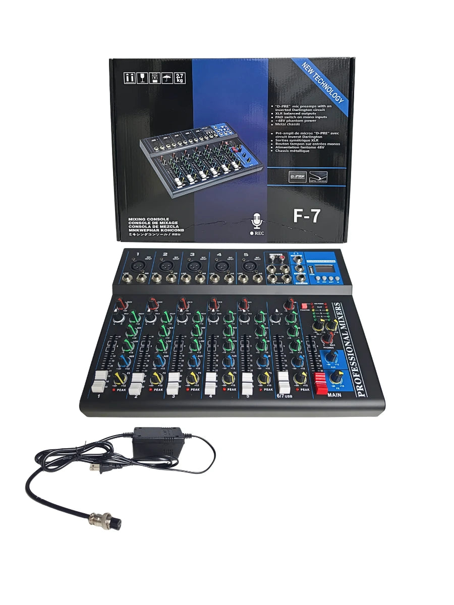 Consola Profesional 7 canales - bluetooth + mp3