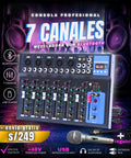 Consola Profesional 7 canales - bluetooth + mp3